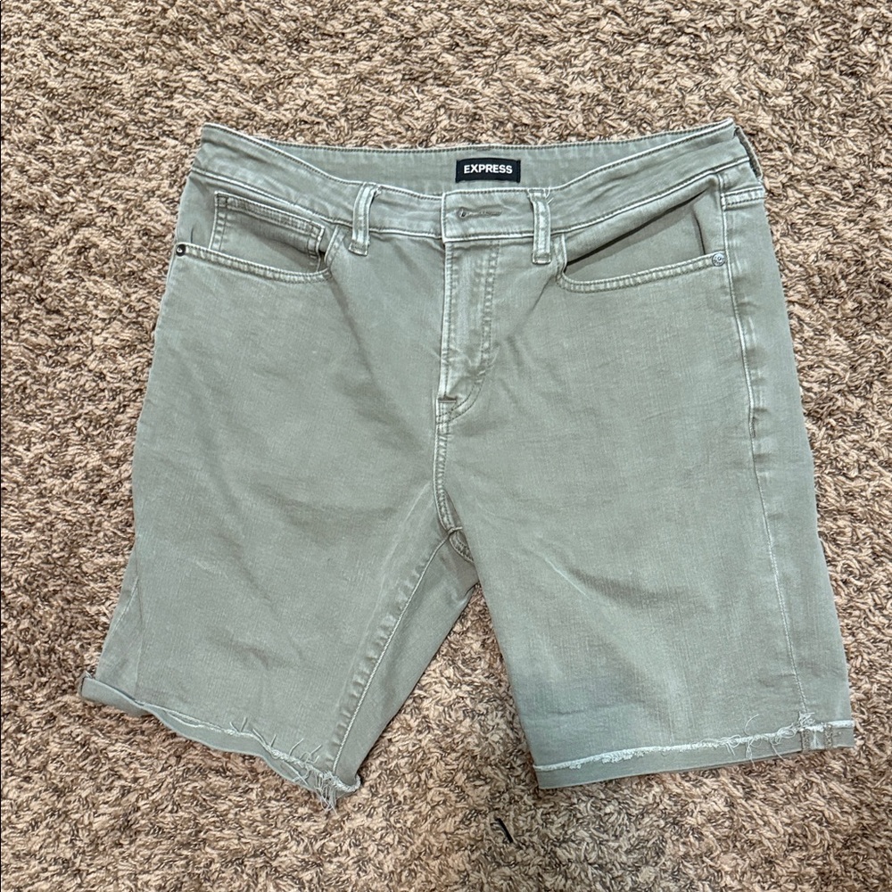 Express Men's Olive Jean Shorts